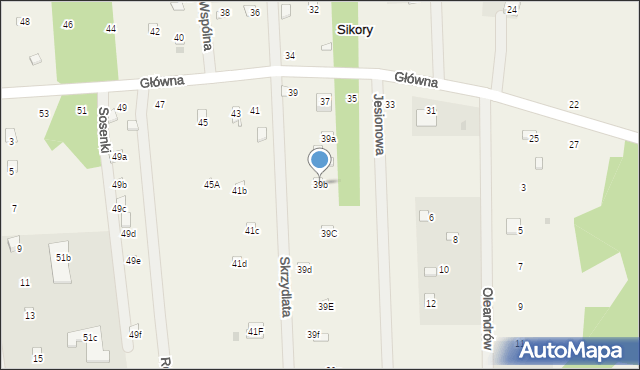 Sikory, Główna, 39b, mapa Sikory