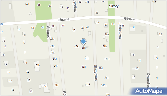 Sikory, Główna, 41b, mapa Sikory