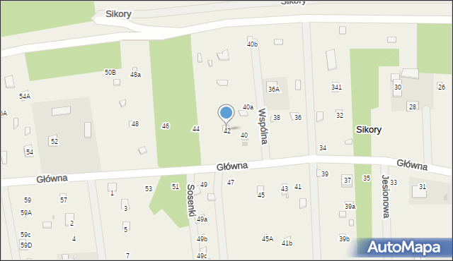 Sikory, Główna, 42, mapa Sikory