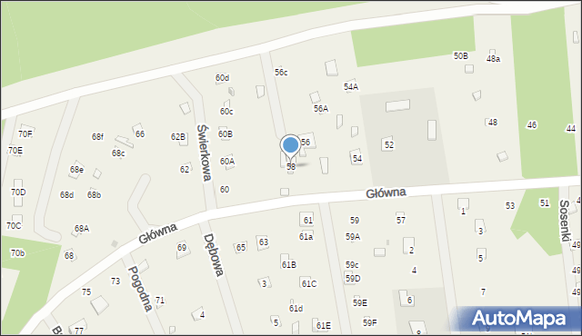 Sikory, Główna, 58, mapa Sikory