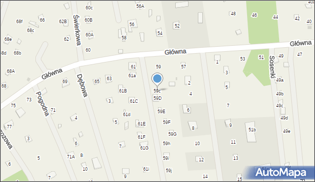 Sikory, Główna, 59c, mapa Sikory