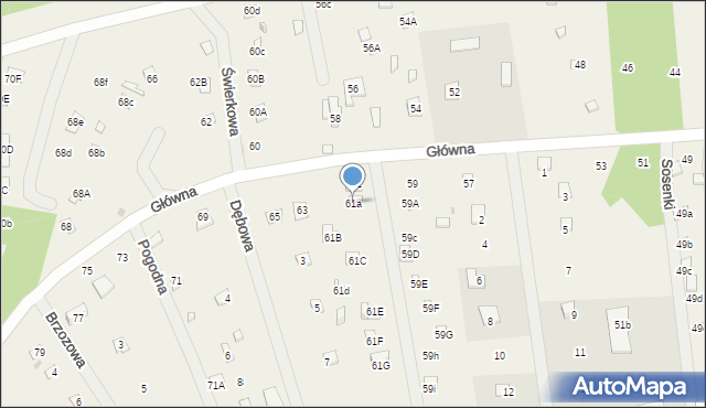 Sikory, Główna, 61a, mapa Sikory