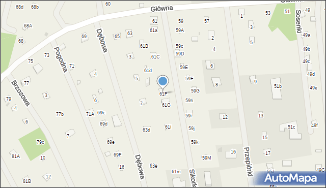 Sikory, Główna, 61F, mapa Sikory