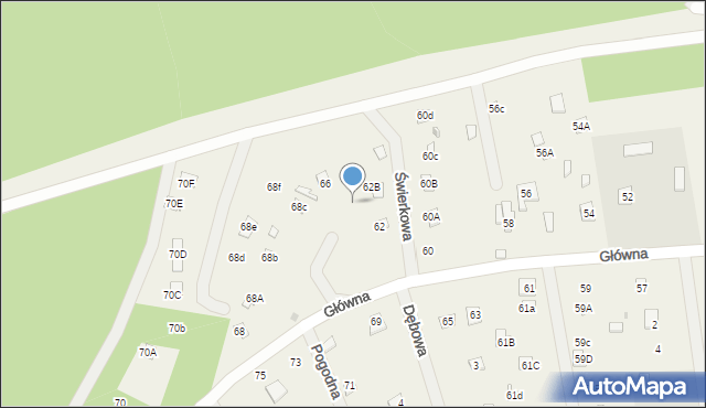 Sikory, Główna, 64, mapa Sikory