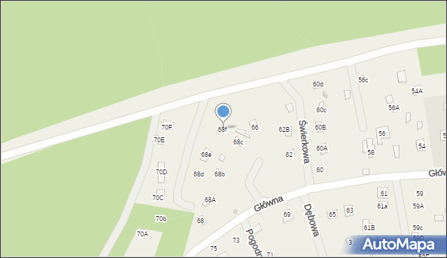 Sikory, Główna, 68f, mapa Sikory