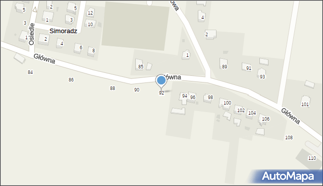 Simoradz, Główna, 92, mapa Simoradz
