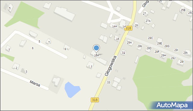 Sława, Głogowska, 16A, mapa Sława