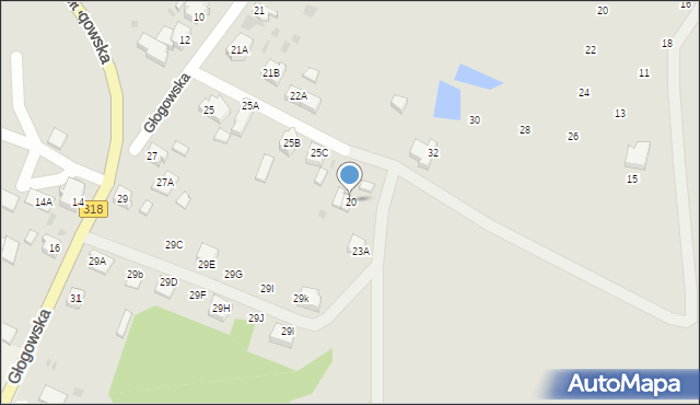 Sława, Głogowska, 20, mapa Sława