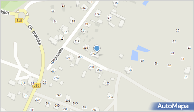 Sława, Głogowska, 22B, mapa Sława