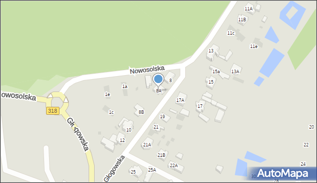 Sława, Głogowska, 8A, mapa Sława