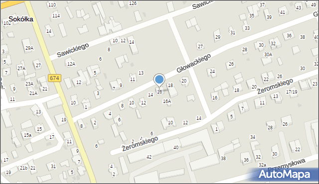 Sokółka, Głowackiego Bartosza, 16, mapa Sokółka