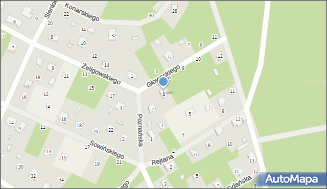 Sokolniki-Las, Głowackiego, 4, mapa Sokolniki-Las