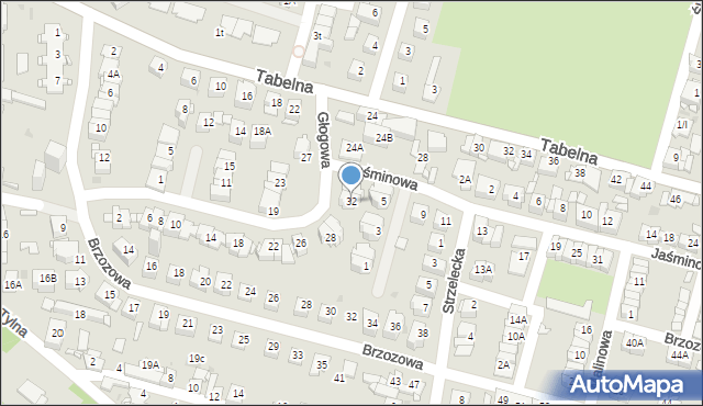 Sosnowiec, Głogowa, 32, mapa Sosnowca