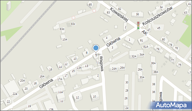 Sosnowiec, Główna, 5, mapa Sosnowca
