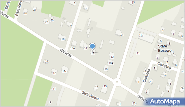 Stare Bosewo, Główna, 12, mapa Stare Bosewo