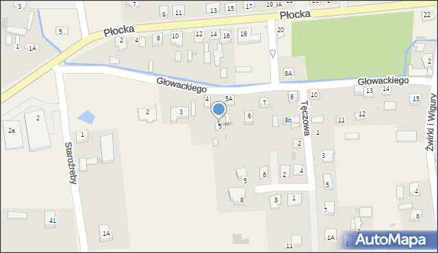 Staroźreby, Głowackiego, 5, mapa Staroźreby