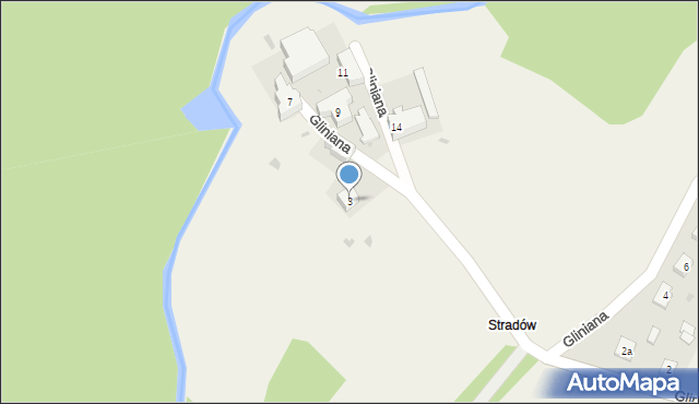 Stradów, Gliniana, 3, mapa Stradów
