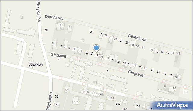 Strzykuły, Głogowa, 19, mapa Strzykuły