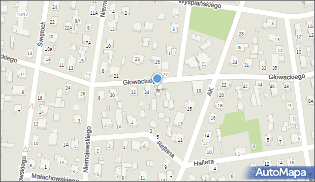 Sulejówek, Głowackiego, 36, mapa Sulejówek
