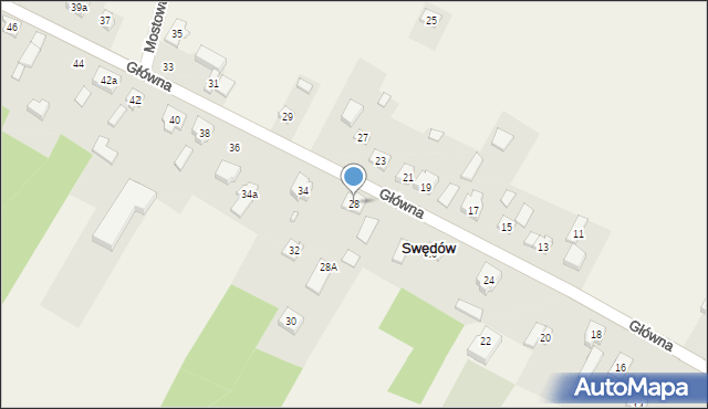 Swędów, Główna, 28, mapa Swędów