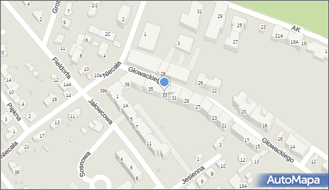 Świdnica, Głowackiego Bartosza, 33, mapa Świdnicy
