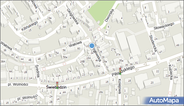 Świebodzin, Głogowska, 14, mapa Świebodzin