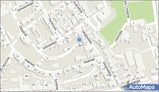 Świebodzin, Głogowska, 6A, mapa Świebodzin