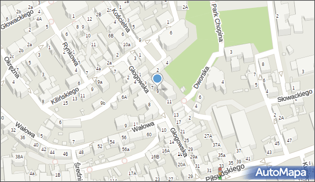 Świebodzin, Głogowska, 9, mapa Świebodzin