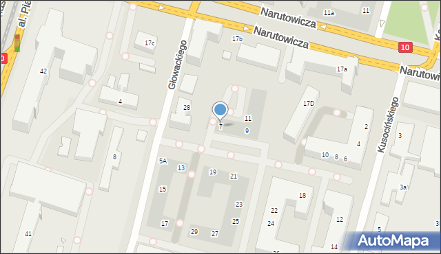 Szczecin, Głowackiego Bartosza, 7, mapa Szczecina