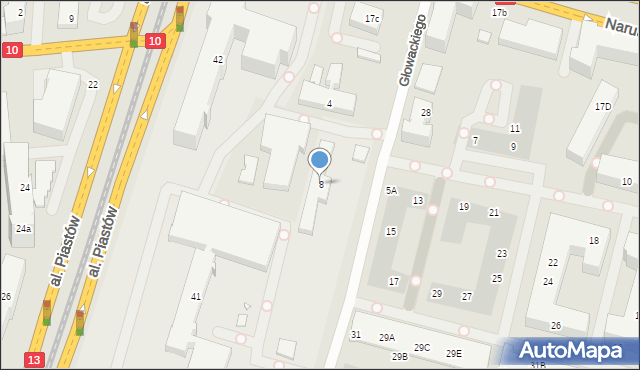 Szczecin, Głowackiego Bartosza, 8, mapa Szczecina