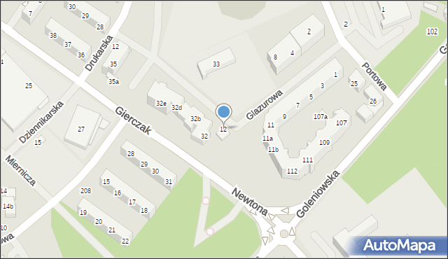 Szczecin, Glazurowa, 12, mapa Szczecina