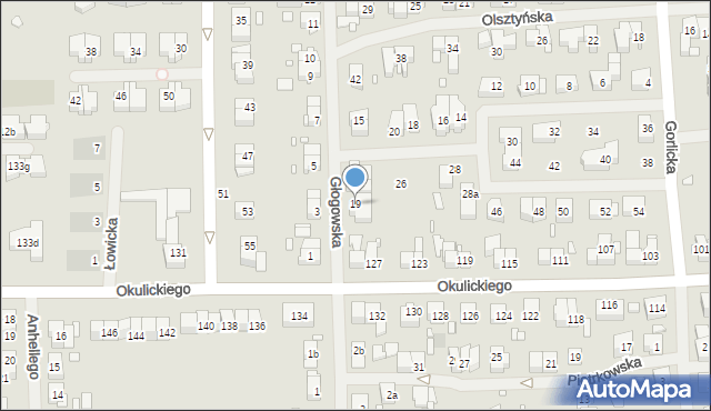 Szczecin, Głogowska, 19, mapa Szczecina