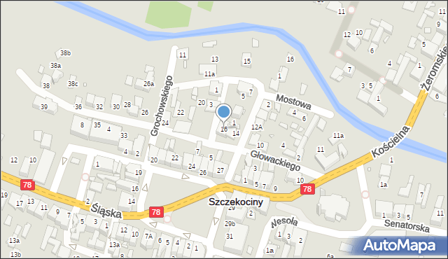 Szczekociny, Głowackiego, 16, mapa Szczekociny