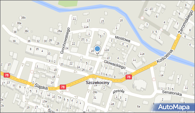 Szczekociny, Głowackiego, 16b, mapa Szczekociny