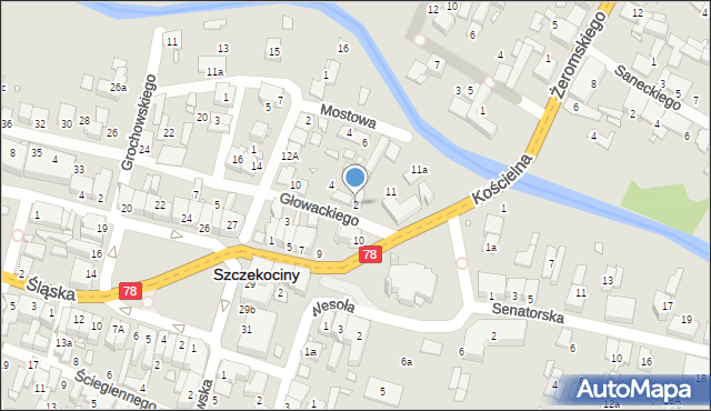 Szczekociny, Głowackiego, 2, mapa Szczekociny
