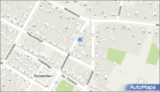 Szczerców, Głowackiego, 2, mapa Szczerców