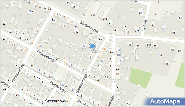 Szczerców, Głowackiego, 3, mapa Szczerców