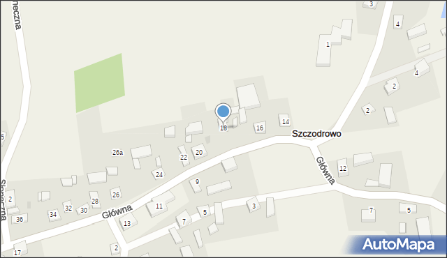 Szczodrowo, Główna, 18, mapa Szczodrowo