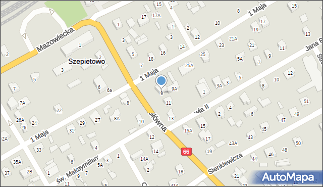 Szepietowo, Główna, 9, mapa Szepietowo