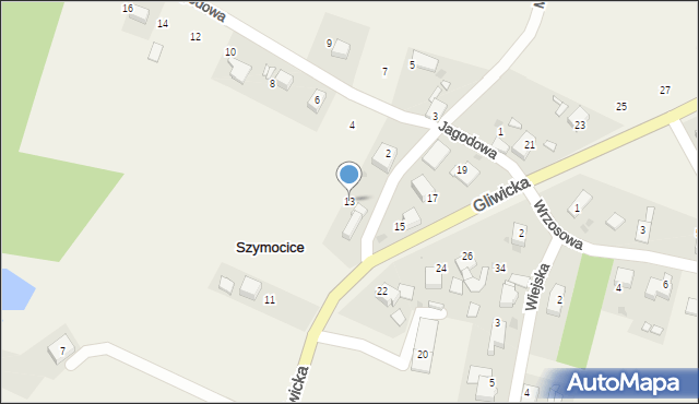 Szymocice, Gliwicka, 13, mapa Szymocice