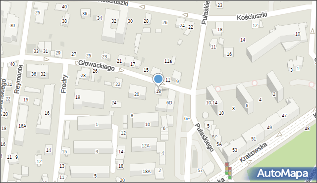 Tarnów, Głowackiego Bartosza, 18, mapa Tarnów