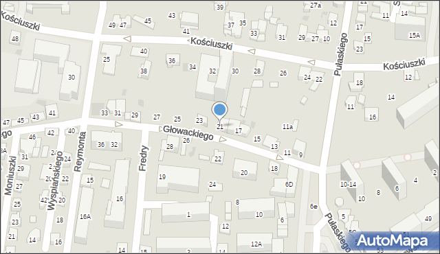 Tarnów, Głowackiego Bartosza, 21, mapa Tarnów