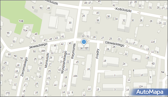 Tarnów, Głowackiego Bartosza, 34, mapa Tarnów