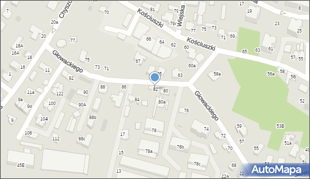 Tarnów, Głowackiego Bartosza, 82, mapa Tarnów