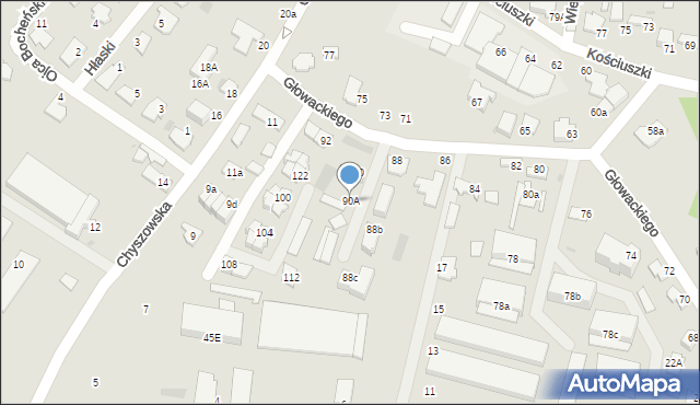Tarnów, Głowackiego Bartosza, 90A, mapa Tarnów