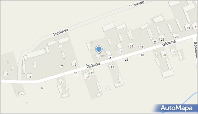 Tarnowo, Główna, 13, mapa Tarnowo