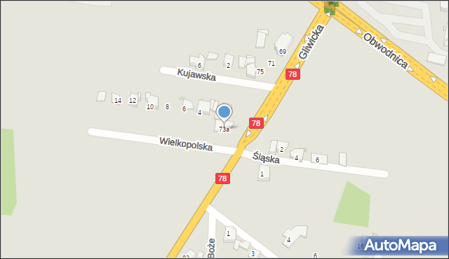 Tarnowskie Góry, Gliwicka, 73a, mapa Tarnowskie Góry