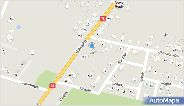 Tarnowskie Góry, Gliwicka, 261, mapa Tarnowskie Góry