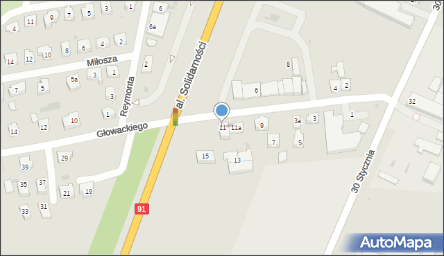 Tczew, Głowackiego Bartosza, 11, mapa Tczew