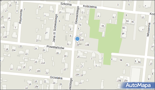 Tłuszcz, Głowackiego Bartosza, 13, mapa Tłuszcz